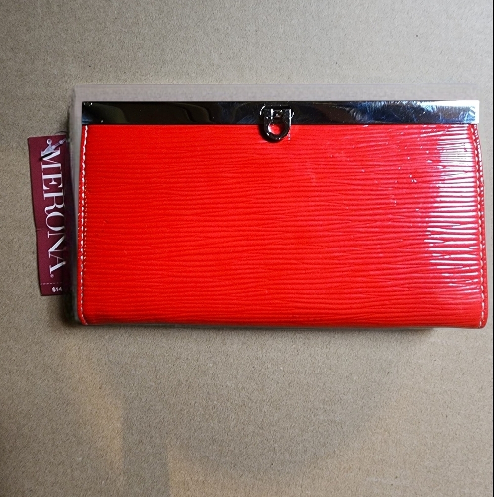 NWT Merona Vibrant Red Wallet with Silver Accent